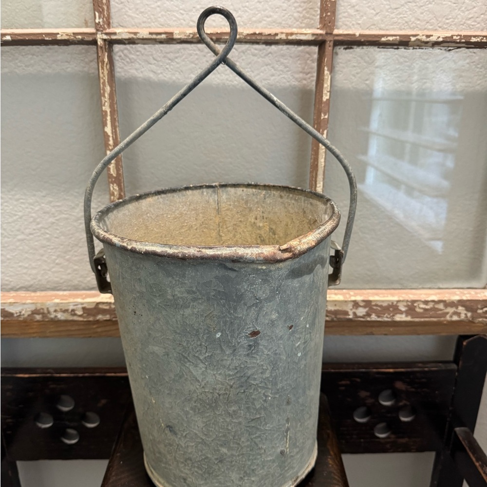 Rustic Metal Bucket with Handle